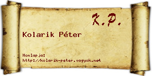 Kolarik Péter névjegykártya
